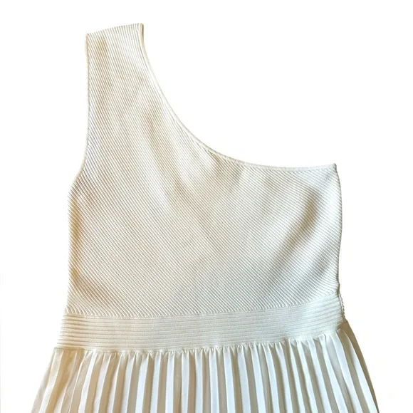 TED BAKER white/ivory asymmetric one shoulder pleated midi dress size 4 (12) NWT - Picture 3 of 12